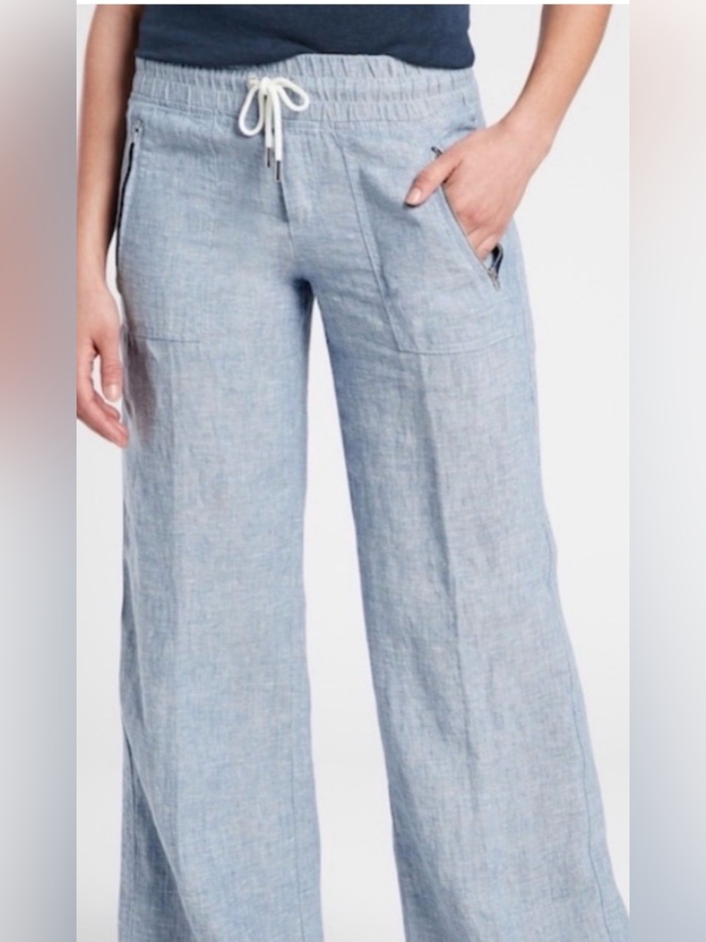 Athleta Cabo Wide Linen Pant 14P
